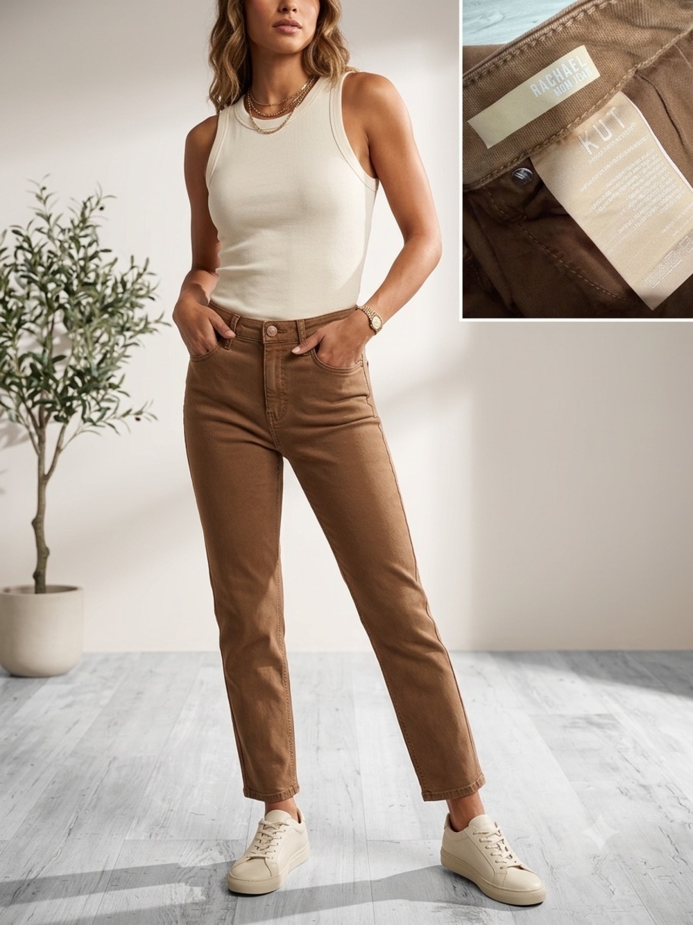 Kut from the Kloth Straight Leg Jeans in acorn color